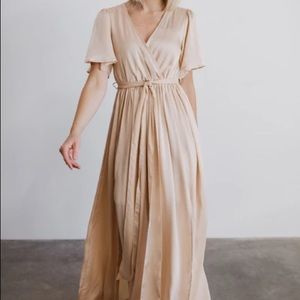 SICILY PLUS SATIN BRIDESMAID MAXI DRESS CHAMPAGNE